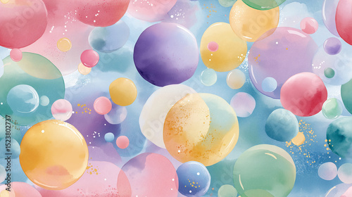 Wallpaper Mural seamless background with balloons, pattern in a watercolor style Torontodigital.ca