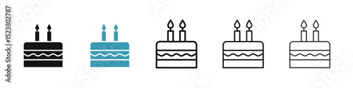 Cake birthday icon illustration vector symbol set