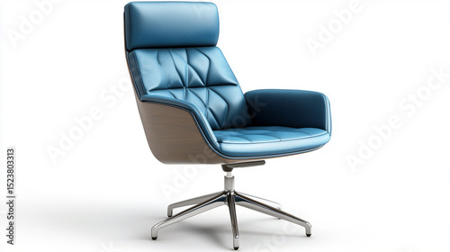 Modern Blue Leather Swivel Chair Elegant Design Minimalist Style
