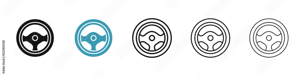 Fototapeta premium Steering wheel icon illustration vector symbol set