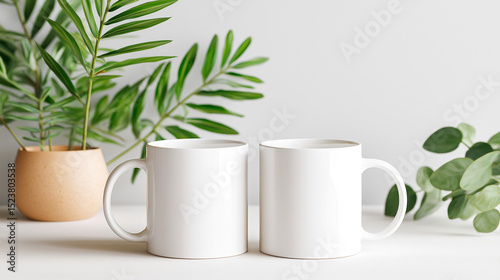 Mock up of white cup set