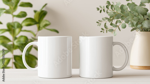 Mock up of white cup set