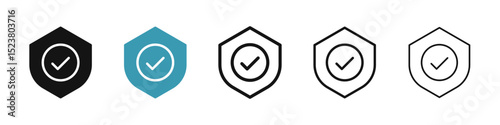 Shield check icon illustration vector symbol set