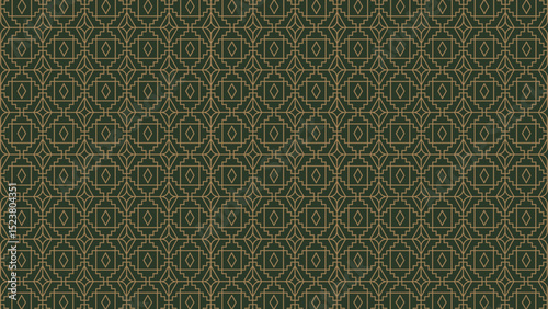 seamless geometric  line art, square, triangle, stair shape .  simple and minimalist line art in gold and green color.	