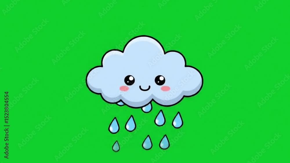 Green Screen Rain Cloud Animation
