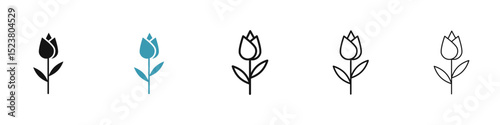 Flower tulip icon illustration vector symbol set