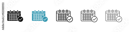 Calendar check icon illustration vector symbol set