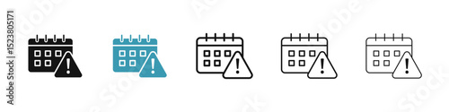 Calendar exclamation icon illustration vector symbol set