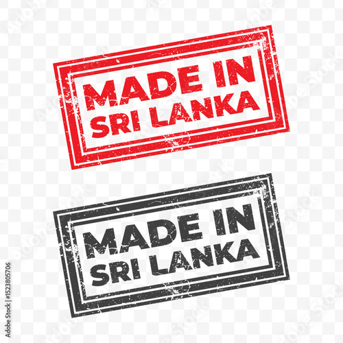 Vector illustration of Made In Sri Lanka . Red grunge stamp on transparent background.