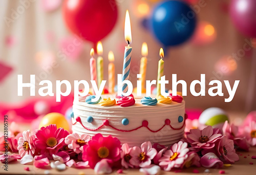 Happy Birthday Cake A Festive City Landscape Image