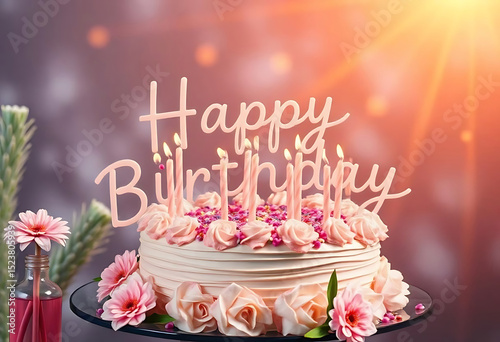 Happy Birthday Cake A Festive City Landscape of Celebration