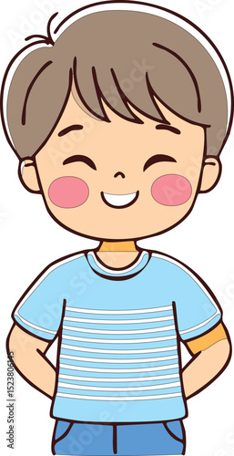 little boy in a blue shirt