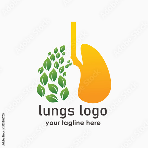 Lungs Leaf logo design template combination, Eco Lungs icon logo template. Nature Lungs Logo Vector