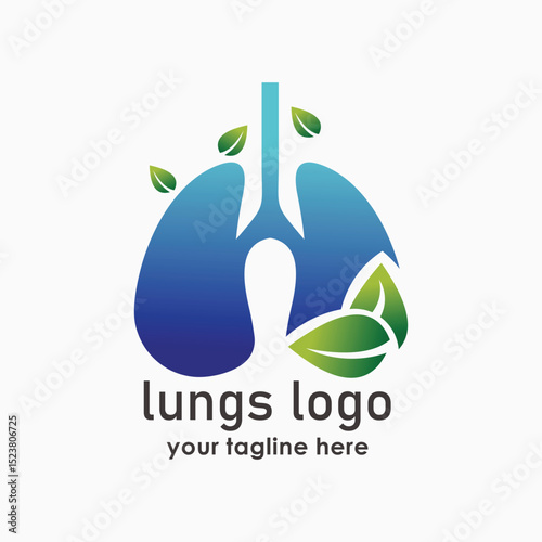 Lungs Leaf logo design template combination, Eco Lungs icon logo template. Nature Lungs Logo Vector