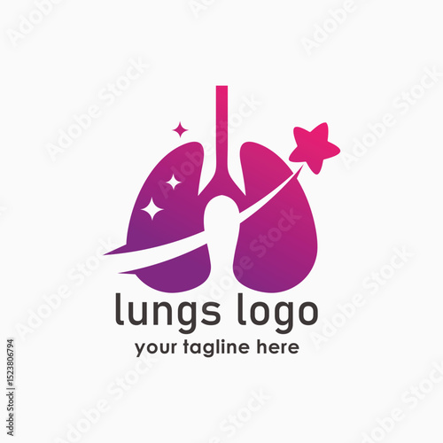 Lungs Star logo designs vector, Health Lungs logo template concept vector
