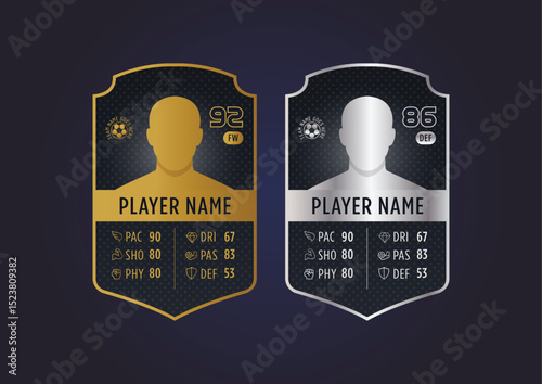 Football or basketball player cards, editable, vector