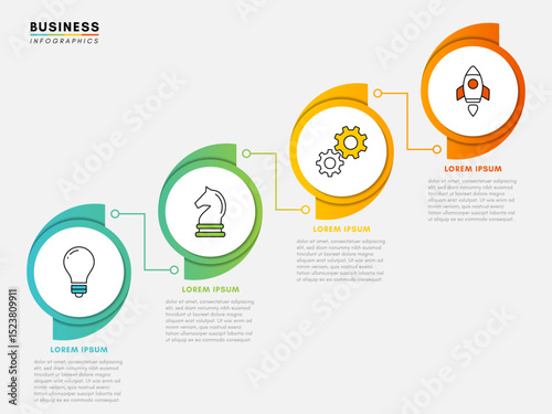 Circle business infographic design template with 4 steps, vector illustration.