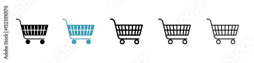 Shopping cart line icon in art style vector