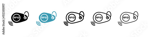 RFID key tag line icon in art style vector