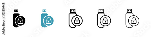 Pendrive security line icon in art style vector