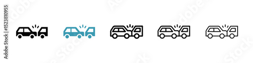 Rear end collision line icon in art style vector