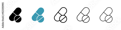 Pills line icon in art style vector