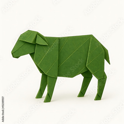 green origami art of goat Lamb 