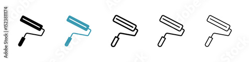 Paint roller line icon in art style vector