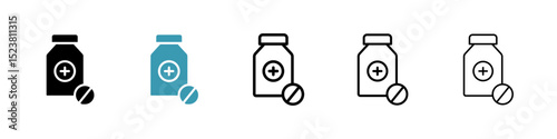 Medicine bottle line icon in art style vector