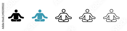 Meditating line icon in art style vector