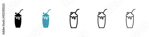 Milkshake line icon in art style vector