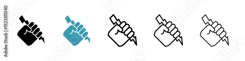 Hand with Power line icon in art style vector