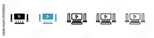 Home cinema line icon in art style vector