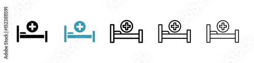 Hospital bed line icon in art style vector