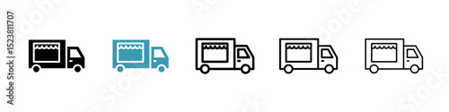 Food truck line icon in art style vector