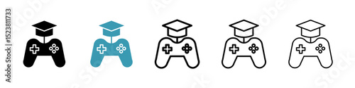 Game based learning line icon in art style vector