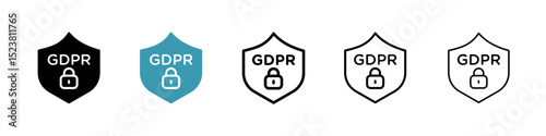 GDPR shield line icon in art style vector