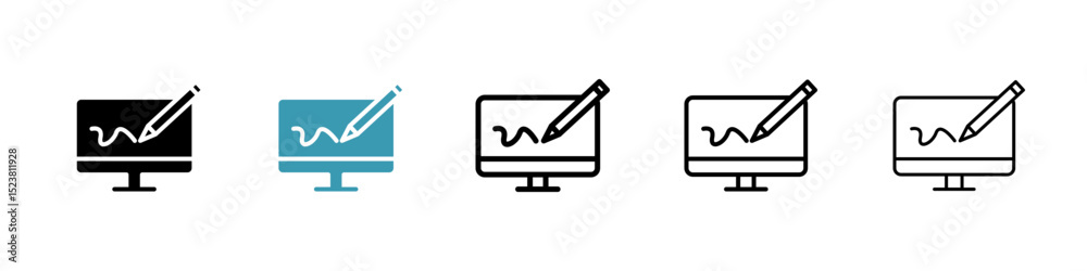 Electronic signature line icon in art style vector