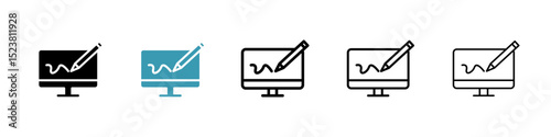 Electronic signature line icon in art style vector