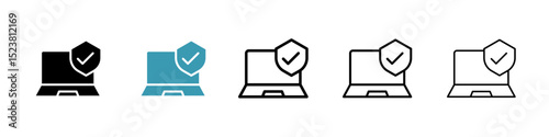 Computer security line icon in art style vector