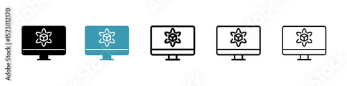 Computer simulation line icon in art style vector