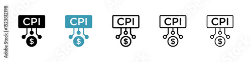 Consumer prices index line icon in art style vector