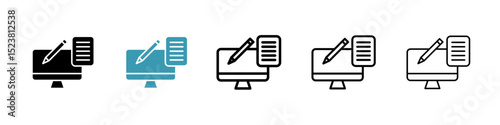 Blended learning line icon in art style vector