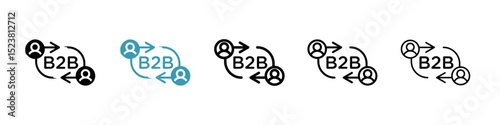 B2B line icon in art style vector