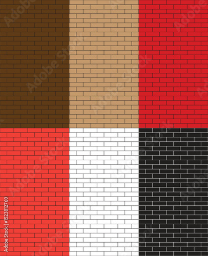 set of colored brick walls, brick walls texture