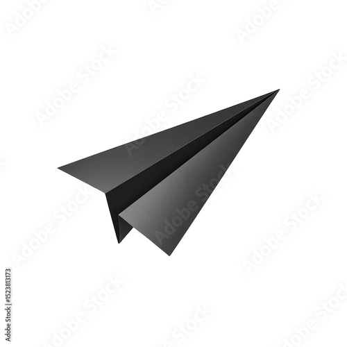 Dark gray paper airplane on black background
