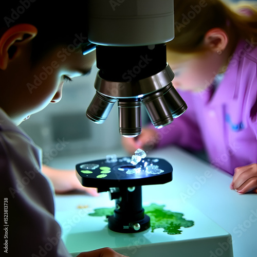 Study of Protozoa and Algae under the microscope for education.