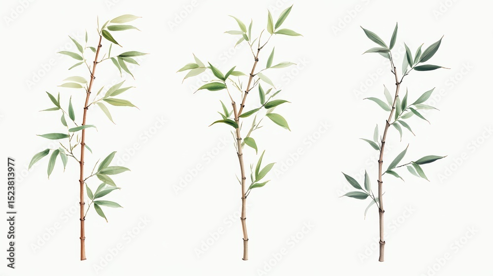 Fototapeta premium Bamboo Branches Set.