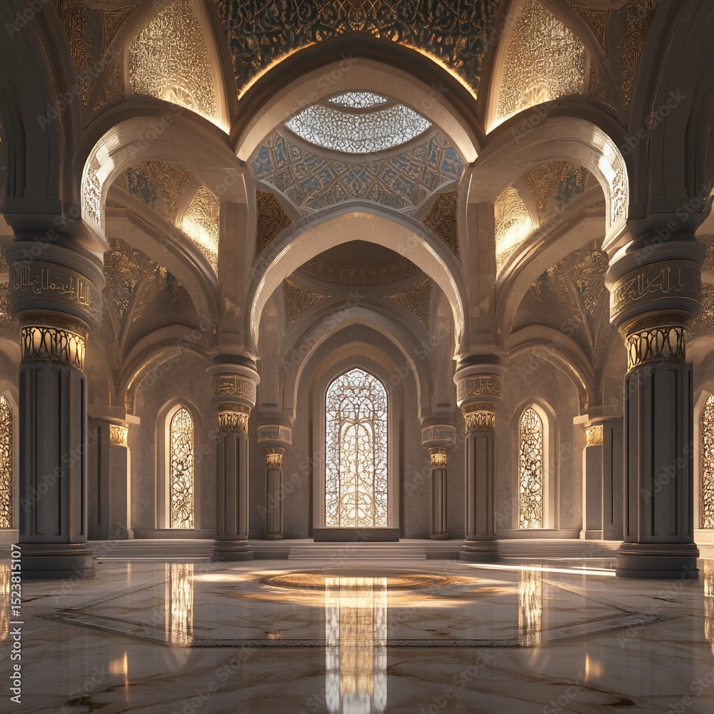 Fototapeta premium Luxurious ornate hall with arched ceilings and intricate details