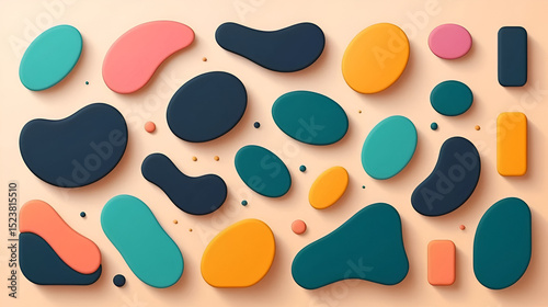Abstract organic liquid shapes. Irregular fluid flat shapes. Random wavy oval spots and curvy elements. Smooth rectangle box set